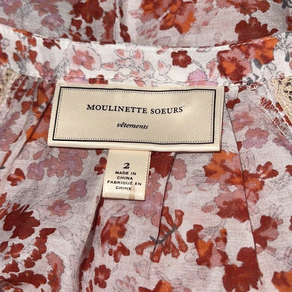ANTHROPOLOGIE Moulinette Soeurs‎ Amelie Blouse, Floral, Romantic, Size 2, NWOT! - Picture 7 of 7